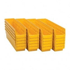 Quantum Storage - 50 Lb. Load Capacity, 17-7/8" Deep, Yellow Polypropylene Hopper Shelf Bin - 4" High x 4-1/8" Wide x 17-7/8" Long - Exact Tooling