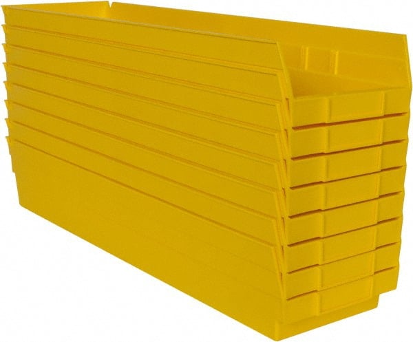 Quantum Storage - 50 Lb. Load Capacity, 23-5/8" Deep, Yellow Polypropylene Hopper Shelf Bin - 4" High x 6-5/8" Wide x 23-5/8" Long - Exact Tooling