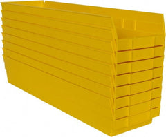 Quantum Storage - 50 Lb. Load Capacity, 23-5/8" Deep, Yellow Polypropylene Hopper Shelf Bin - 4" High x 6-5/8" Wide x 23-5/8" Long - Exact Tooling