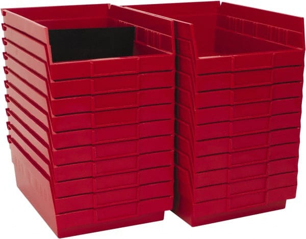 Quantum Storage - 50 Lb. Load Capacity, 11-5/8" Deep, Red Polypropylene Hopper Shelf Bin - 4" High x 8-3/8" Wide x 11-5/8" Long - Exact Tooling