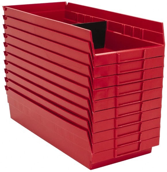 Quantum Storage - 50 Lb. Load Capacity, 17-7/8" Deep, Red Polypropylene Hopper Shelf Bin - 4" High x 8-3/8" Wide x 17-7/8" Long - Exact Tooling