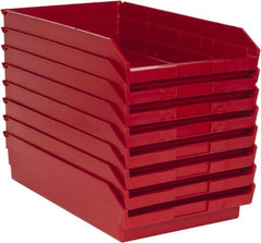 Quantum Storage - 50 Lb. Load Capacity, 17-7/8" Deep, Red Polypropylene Hopper Shelf Bin - 4" High x 11-1/8" Wide x 17-7/8" Long - Exact Tooling