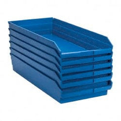 Quantum Storage - 50 Lb. Load Capacity, 23-5/8" Deep, Blue Polypropylene Hopper Shelf Bin - 4" High x 11-1/8" Wide x 23-5/8" Long - Exact Tooling