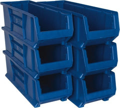 Quantum Storage - 100 Lb. Load Capacity, 23-7/8" Deep, Blue Polypropylene Hopper Stacking Bin - 7" High x 8-1/4" Wide x 23-7/8" Long - Exact Tooling