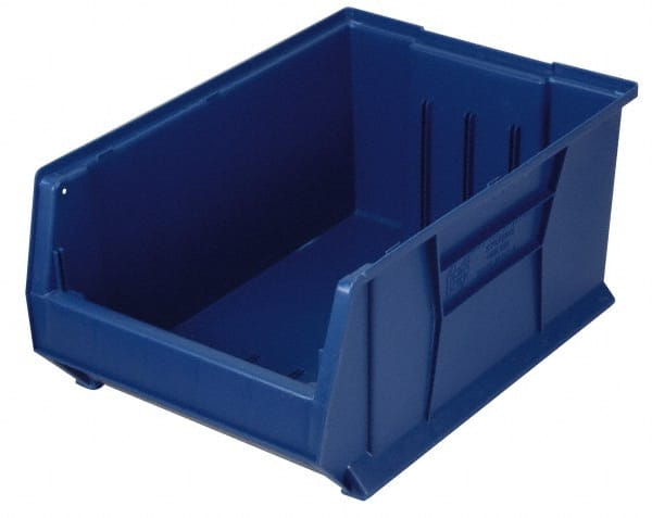 Quantum Storage - 100 Lb. Load Capacity, 23-7/8" Deep, Blue Polypropylene Hopper Stacking Bin - 7" High x 11" Wide x 23-7/8" Long - Exact Tooling