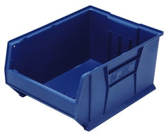 Quantum Storage - 100 Lb. Load Capacity, 23-7/8" Deep, Blue Polypropylene Hopper Stacking Bin - 11" High x 16-1/2" Wide x 23-7/8" Long - Exact Tooling