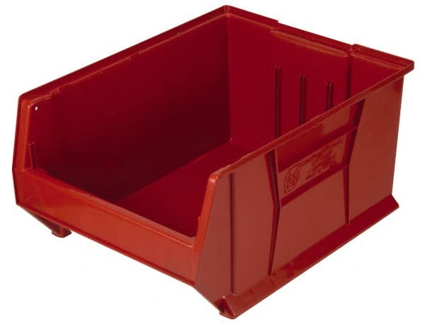 Quantum Storage - 100 Lb. Load Capacity, 23-7/8" Deep, Red Polypropylene Hopper Stacking Bin - 12" High x 18-1/4" Wide x 23-7/8" Long - Exact Tooling