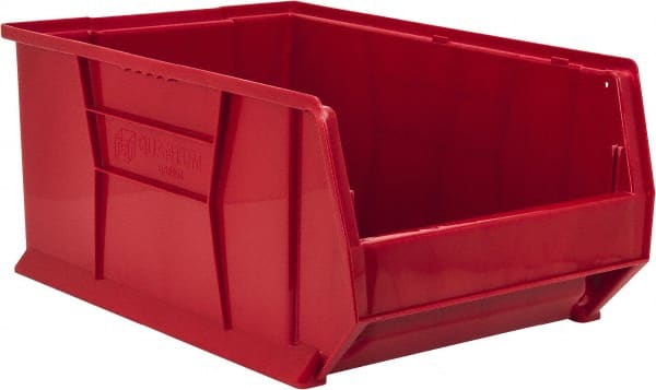 Quantum Storage - 100 Lb. Load Capacity, 23-7/8" Deep, Red Polypropylene Hopper Stacking Bin - 11" High x 16-1/2" Wide x 23-7/8" Long - Exact Tooling