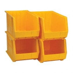 Quantum Storage - 75 Lb. Load Capacity, 18" Deep, Yellow Polypropylene Hopper Stacking Bin - 10" High x 11" Wide x 18" Long - Exact Tooling