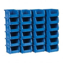 Quantum Storage - 10 Lb. Load Capacity, 5-3/8" Deep, Blue Polypropylene Hopper Stacking Bin - 3" High x 4-1/8" Wide x 5-3/8" Long - Exact Tooling