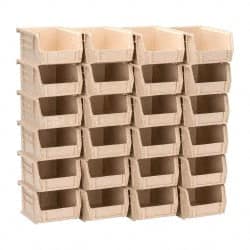 Quantum Storage - 10 Lb. Load Capacity, 5-3/8" Deep, Ivory Polypropylene Hopper Stacking Bin - 3" High x 4-1/8" Wide x 5-3/8" Long - Exact Tooling