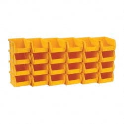 Quantum Storage - 10 Lb. Load Capacity, 5-3/8" Deep, Yellow Polypropylene Hopper Stacking Bin - 3" High x 4-1/8" Wide x 5-3/8" Long - Exact Tooling