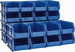 Quantum Storage - 10 Lb. Load Capacity, 7-3/8" Deep, Blue Polypropylene Hopper Stacking Bin - 3" High x 4-1/8" Wide x 7-3/8" Long - Exact Tooling