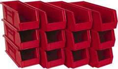 Quantum Storage - 30 Lb. Load Capacity, 10-7/8" Deep, Red Polypropylene Hopper Stacking Bin - 4" High x 4-1/8" Wide x 10-7/8" Long - Exact Tooling