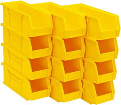 Quantum Storage - 30 Lb. Load Capacity, 10-7/8" Deep, Yellow Polypropylene Hopper Stacking Bin - 4" High x 4-1/8" Wide x 10-7/8" Long - Exact Tooling