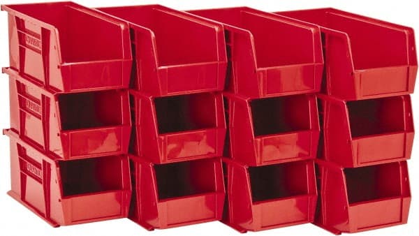 Quantum Storage - 30 Lb. Load Capacity, 10-7/8" Deep, Red Polypropylene Hopper Stacking Bin - 5" High x 5-1/2" Wide x 10-7/8" Long - Exact Tooling