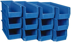 Quantum Storage - 50 Lb. Load Capacity, 14-3/4" Deep, Blue Polypropylene Hopper Stacking Bin - 5" High x 5-1/2" Wide x 14-3/4" Long - Exact Tooling