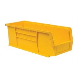 Quantum Storage - 50 Lb. Load Capacity, 14-3/4" Deep, Yellow Polypropylene Hopper Stacking Bin - 5" High x 5-1/2" Wide x 14-3/4" Long - Exact Tooling