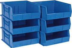Quantum Storage - 50 Lb. Load Capacity, 10-7/8" Deep, Blue Polypropylene Hopper Stacking Bin - 5" High x 11" Wide x 10-7/8" Long - Exact Tooling