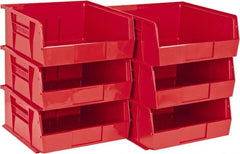 Quantum Storage - 50 Lb. Load Capacity, 10-7/8" Deep, Red Polypropylene Hopper Stacking Bin - 5" High x 11" Wide x 10-7/8" Long - Exact Tooling