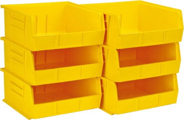 Quantum Storage - 50 Lb. Load Capacity, 10-7/8" Deep, Yellow Polypropylene Hopper Stacking Bin - 5" High x 11" Wide x 10-7/8" Long - Exact Tooling