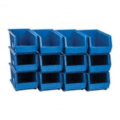 Quantum Storage - 60 Lb. Load Capacity, 14-3/4" Deep, Blue Polypropylene Hopper Stacking Bin - 7" High x 8-1/4" Wide x 14-3/4" Long - Exact Tooling