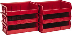 Quantum Storage - 60 Lb. Load Capacity, 10-7/8" Deep, Red Polypropylene Hopper Stacking Bin - 5" High x 16-1/2" Wide x 10-7/8" Long - Exact Tooling