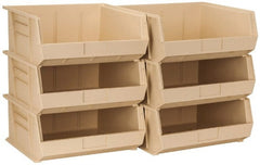 Quantum Storage - 75 Lb. Load Capacity, 14-3/4" Deep, Ivory Polypropylene Hopper Stacking Bin - 7" High x 16-1/2" Wide x 14-3/4" Long - Exact Tooling