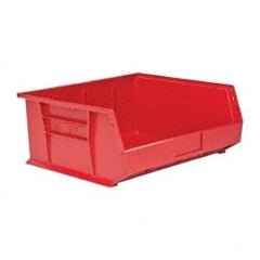 Quantum Storage - 75 Lb. Load Capacity, 14-3/4" Deep, Red Polypropylene Hopper Stacking Bin - 7" High x 16-1/2" Wide x 14-3/4" Long - Exact Tooling