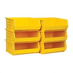 Quantum Storage - 75 Lb. Load Capacity, 14-3/4" Deep, Yellow Polypropylene Hopper Stacking Bin - 7" High x 16-1/2" Wide x 14-3/4" Long - Exact Tooling