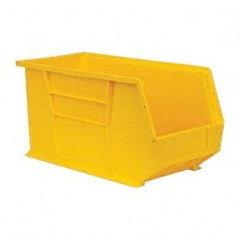 Quantum Storage - 60 Lb. Load Capacity, 18" Deep, Yellow Polypropylene Hopper Stacking Bin - 9" High x 8-1/4" Wide x 18" Long - Exact Tooling