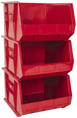 Quantum Storage - 75 Lb. Load Capacity, 18" Deep, Red Polypropylene Hopper Stacking Bin - 11" High x 16-1/2" Wide x 18" Long - Exact Tooling
