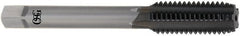 OSG - M8x1.25 Metric Coarse 6H 4 Flute Diamond Finish Solid Carbide Straight Flute Machine Tap - Modified Bottoming, Right Hand Thread, 70mm OAL, 30mm Thread Length, Oversize - Exact Tooling
