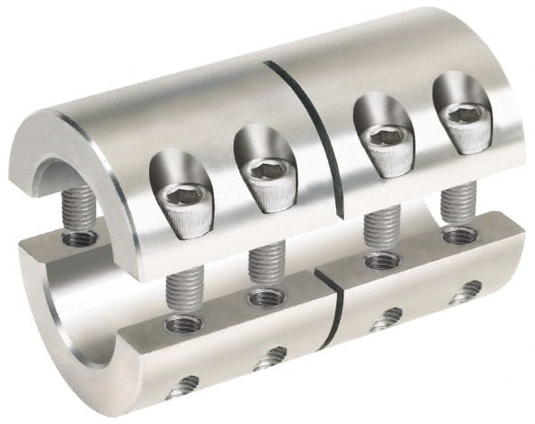 Climax Metal Products - 5/8 x 1/2" Bore, Stainless Steel, Two Piece Two Piece Split Shaft Collar - 1-5/16" Outside Diam, 2" Wide - Exact Tooling