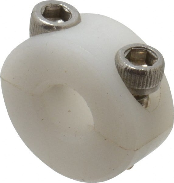 Climax Metal Products - 1/4" Bore, Plastic, Two Piece Clamping Shaft Collar - 5/8" Outside Diam, 9/32" Wide - Exact Tooling