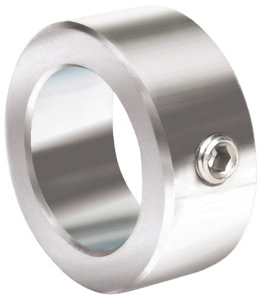 Climax Metal Products - 2-9/16" Bore, Stainless Steel, One Piece Solid Set Screw Collars - 3-3/4" Outside Diam, 1-1/8" Wide - Exact Tooling