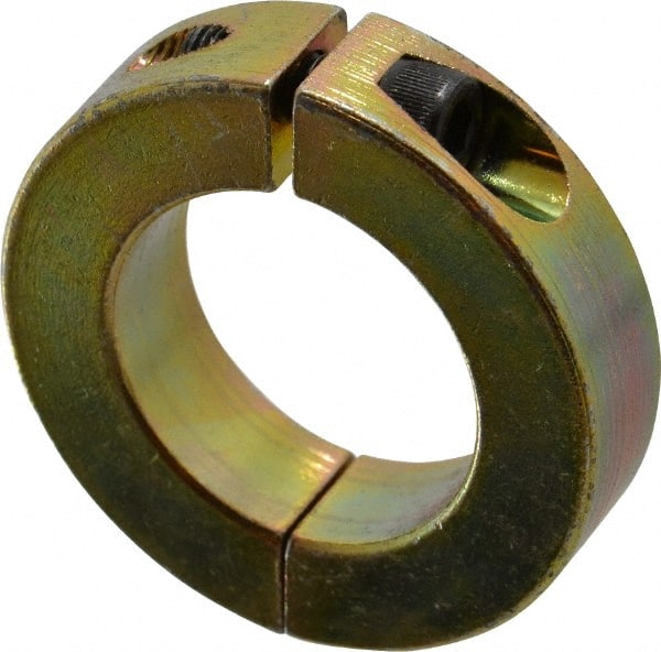 Climax Metal Products - 1-3/8" Bore, Steel, Two Piece Clamping Shaft Collar - 2-1/4" Outside Diam, 9/16" Wide - Exact Tooling