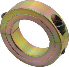 Climax Metal Products - 1-11/16" Bore, Steel, Two Piece Clamping Shaft Collar - 2-3/4" Outside Diam, 11/16" Wide - Exact Tooling