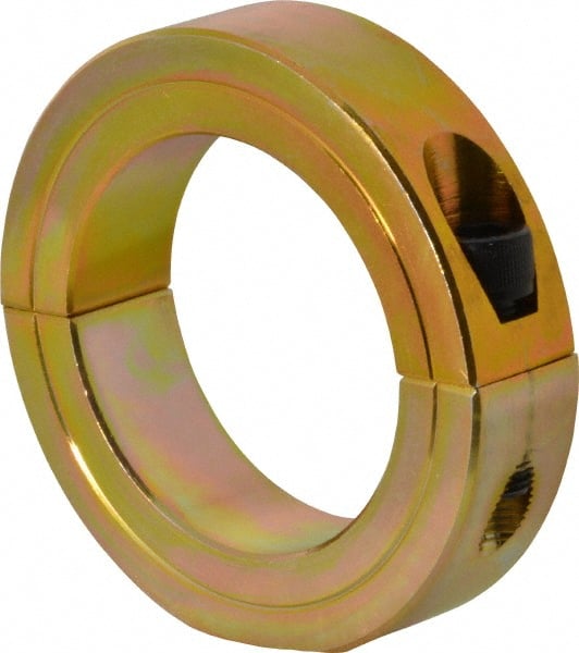Climax Metal Products - 2-3/16" Bore, Steel, Two Piece Clamping Shaft Collar - 3-1/4" Outside Diam, 3/4" Wide - Exact Tooling