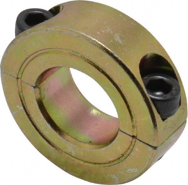 Climax Metal Products - 11/16" Bore, Steel, Two Piece Clamping Shaft Collar - 1-3/8" Outside Diam, 7/16" Wide - Exact Tooling