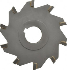 Made in USA - 4" Diam x 1/2" Width of Cut, 10 Teeth, Carbide Tipped Side Milling Cutter - Straight Teeth, Uncoated - Exact Tooling