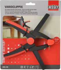 Bessey - 6-1/2" Jaw Opening Capacity, 2" Throat Depth, Double Variable Jaw, Spring Clamp - Plastic Body, Plastic Handle, Plastic Tip, 9" OAL - Exact Tooling