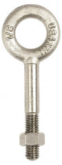 Gibraltar - 800 Lb Capacity, Stainless Steel, 5/16 Thread, Fixed Lifting Eye Bolt - Partially Threaded, 3-1/4" Shank, 1-1/2" Thread Length, No Shoulder - Exact Tooling