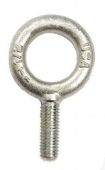 Gibraltar - 900 Lb Capacity, Steel, 5/16-18 Thread, Fixed Lifting Eye Bolt - Fully Threaded, 4" Shank, 4" Thread Length, No Shoulder - Exact Tooling