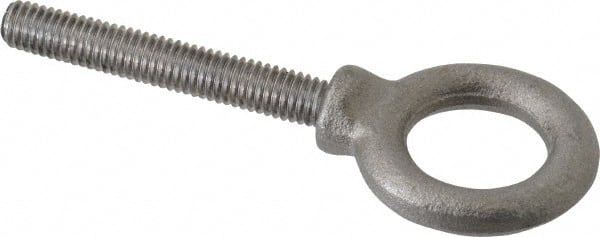 Gibraltar - 1,400 Lb Capacity, Steel, 3/8-16 Thread, Lifting Eye Bolt - Fully Threaded, 2-1/2" Shank, 2-1/2" Thread Length, Shoulder - Exact Tooling