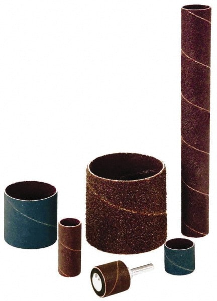 Made in USA - 120 Grit Aluminum Oxide Coated Spiral Band - 1-1/4" Diam x 1" Wide, Fine Grade - Exact Tooling