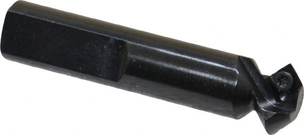 Cutting Tool Technologies - 45° Lead Angle, 5/8" Max Cut Diam, 0.34" Min Cut Diam, 0.15" Max Depth of Cut, Indexable Chamfer and Angle End Mill - 1 Insert, SDEB 21.51 Insert Style, 2-1/2" Overall Length, Straight Shank - Exact Tooling