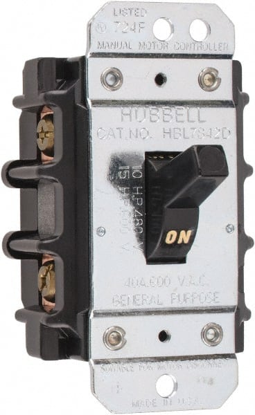 Hubbell Wiring Device-Kellems - 2 Poles, 40 Amp, Open Toggle Manual Motor Starter - 15 hp, CSA Certified & UL Listed - Exact Tooling
