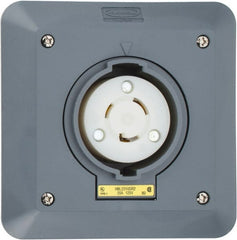 Hubbell Wiring Device-Kellems - 125 VAC, 20 Amp, L5-20R NEMA, Self Grounding Receptacle - 2 Poles, 3 Wire, Female End, Gray - Exact Tooling