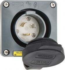 Hubbell Wiring Device-Kellems - 125 VAC, 20 Amp, L5-20P NEMA, Self Grounding Inlet - 2 Poles, 3 Wire, Male End, Gray - Exact Tooling